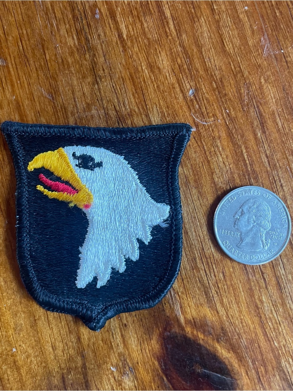WW2 U.S. Airborne Embroidered Eagle Head Patch - Black Background, White Eagle